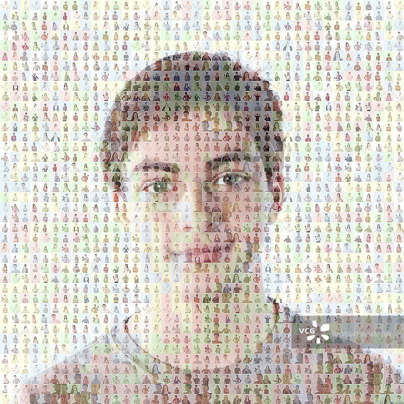 由图像组成的少年肖像图片素材