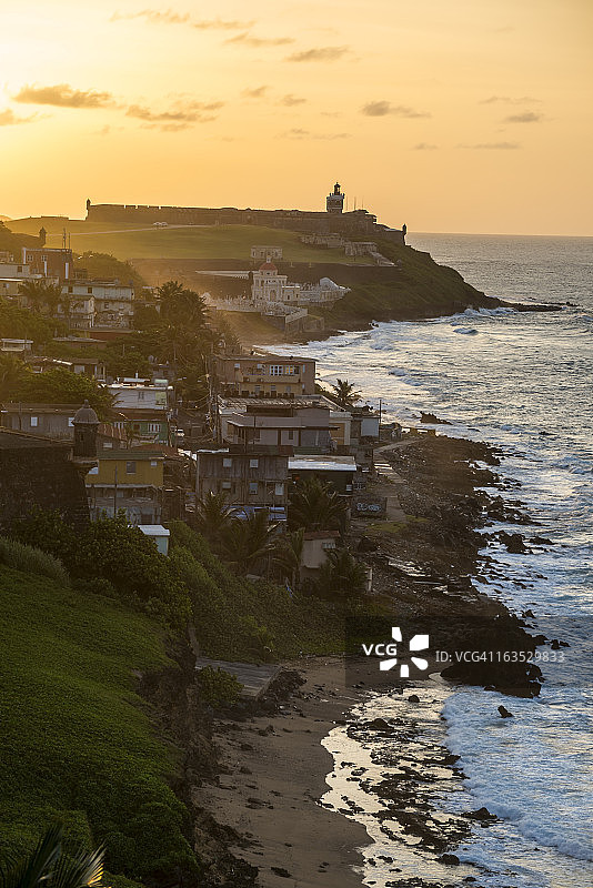 波多黎各圣胡安海岸的日落图片素材