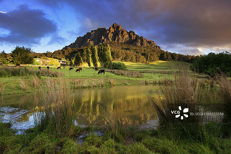 塔斯马尼亚罗兰山壮丽的傍晚景色图片素材