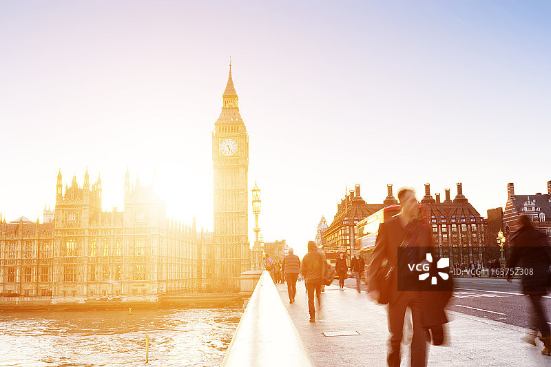 伦敦大本钟后的日落图片素材