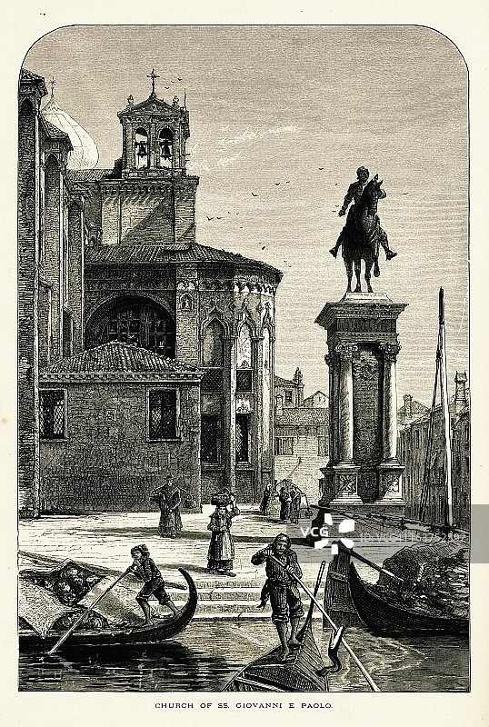 意大利威尼斯圣乔瓦尼·保罗大教堂木刻版画图片素材