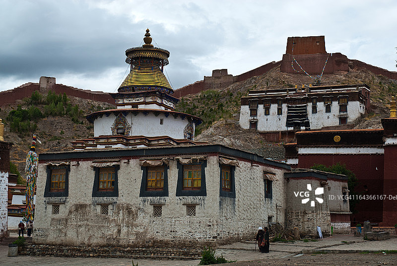 江孜白居寺和城墙，西藏图片素材