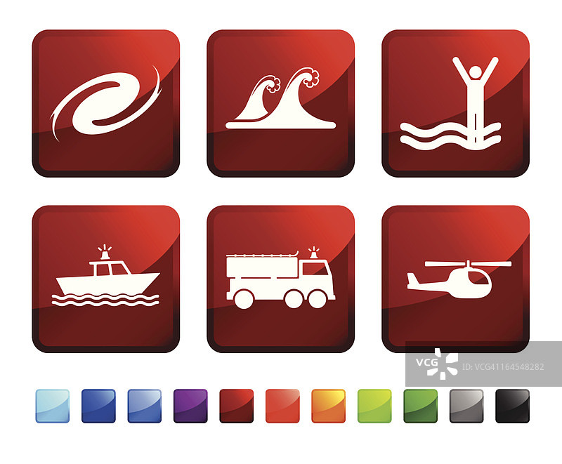 风暴救援行动免版税矢量图标贴纸套装图片素材