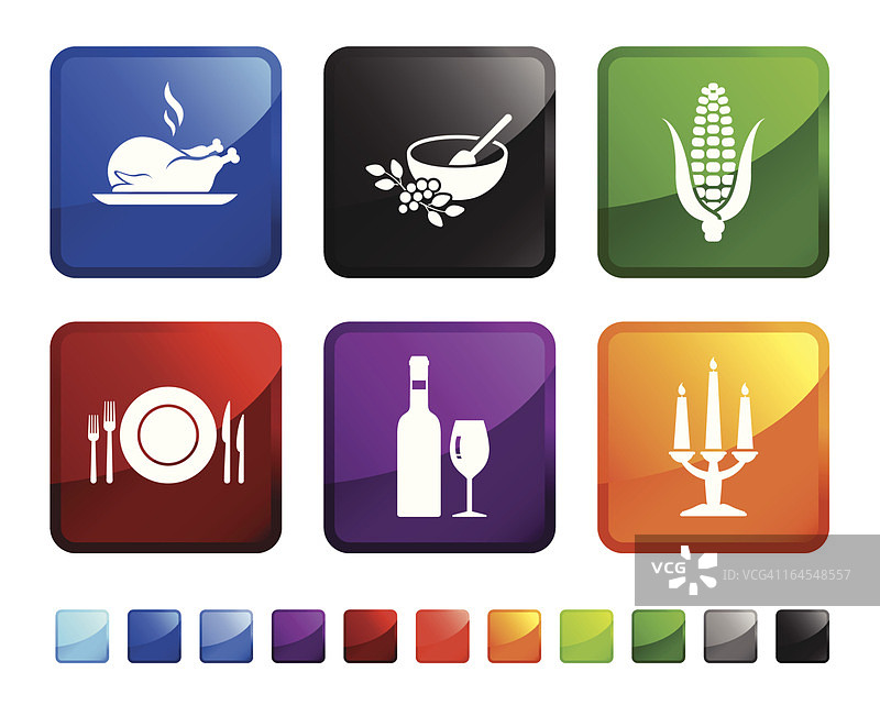 感恩节火鸡晚餐免版税矢量图标贴纸图片素材