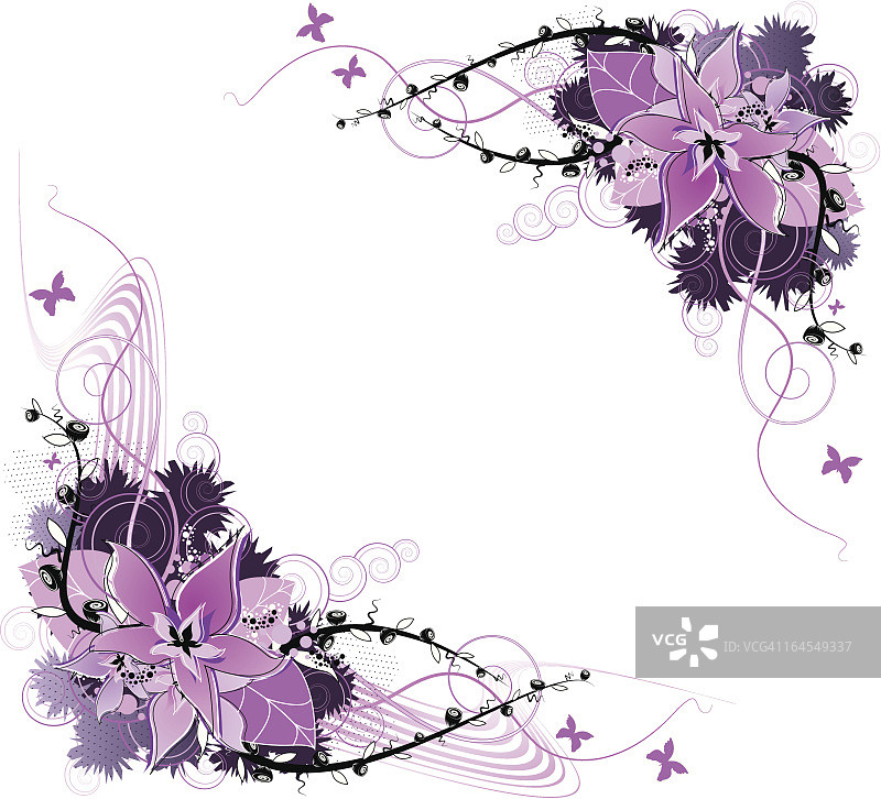 花卉拐角装饰图片素材