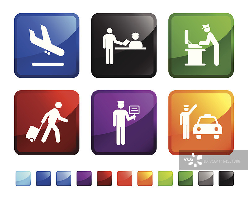 机场到达安检免版税矢量图标集图片素材