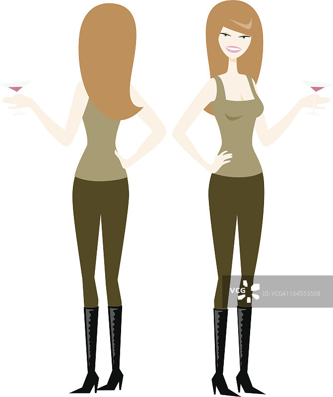 手持马提尼的女人 - 2种视角图片素材