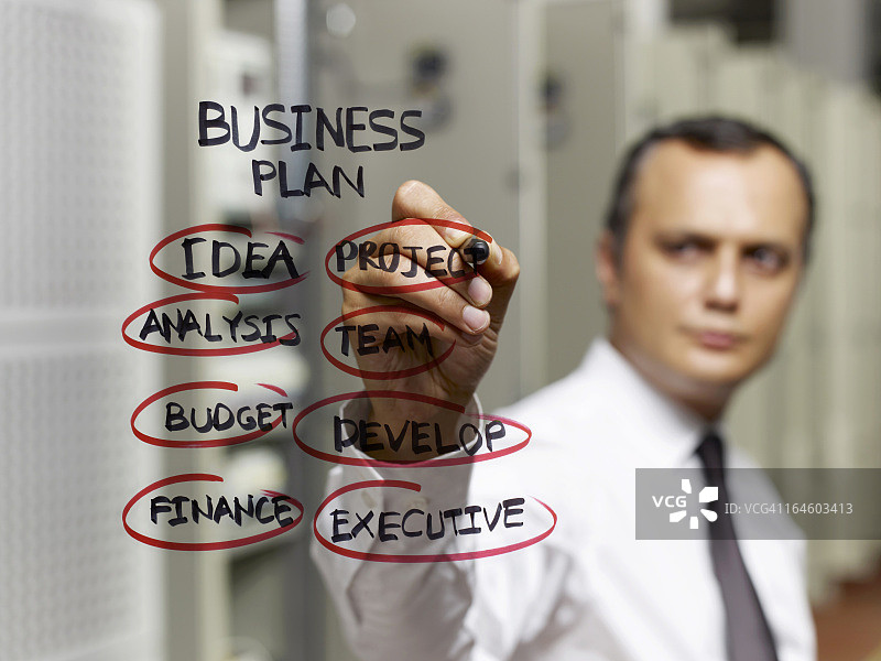 商人书写商业计划图片素材