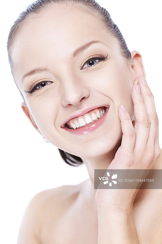 美丽的女人明亮特写肖像图片素材