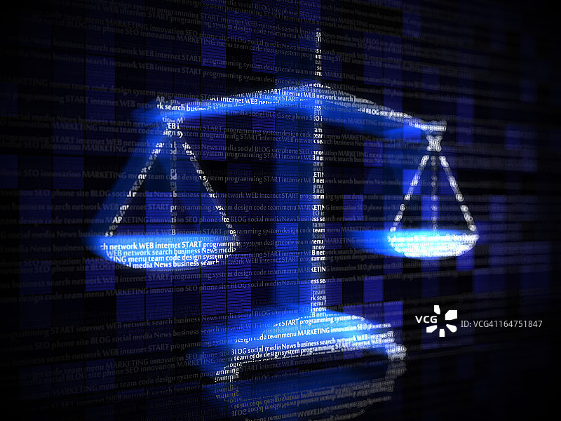 蓝色刻度与计算机编码术语图片素材