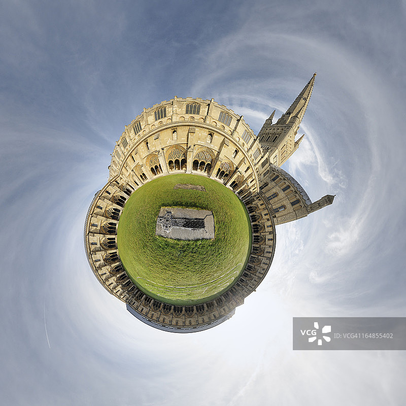 以教堂建筑为主的小星球图片素材