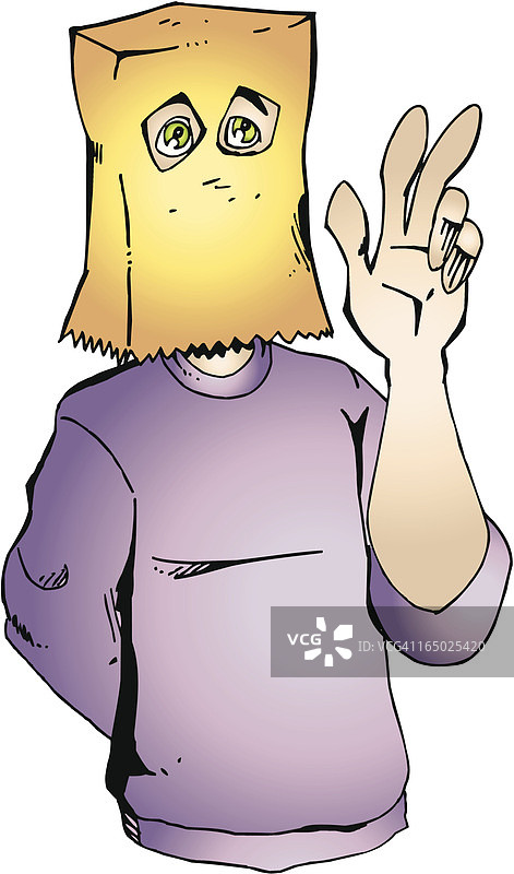 头上戴着包的腼腆男人矢量图图片素材