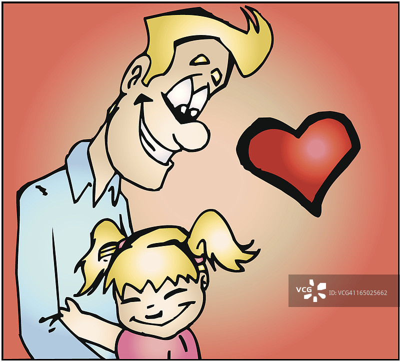 父女拥抱卡通插画矢量图图片素材