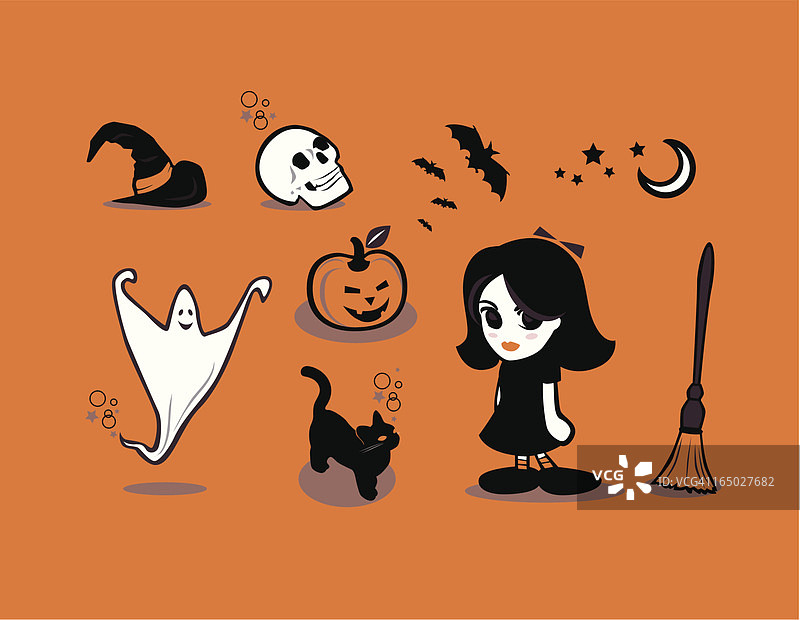 橙色万圣节小玩意图片素材