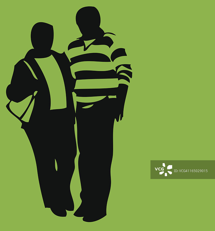 中年夫妇剪影图片素材