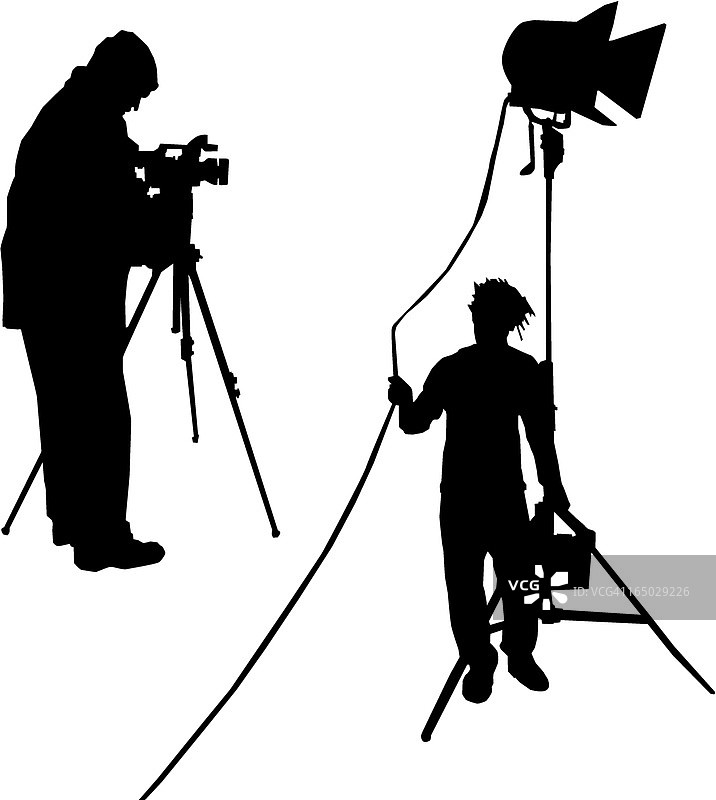 男人们拍摄剪影（矢量插画）图片素材