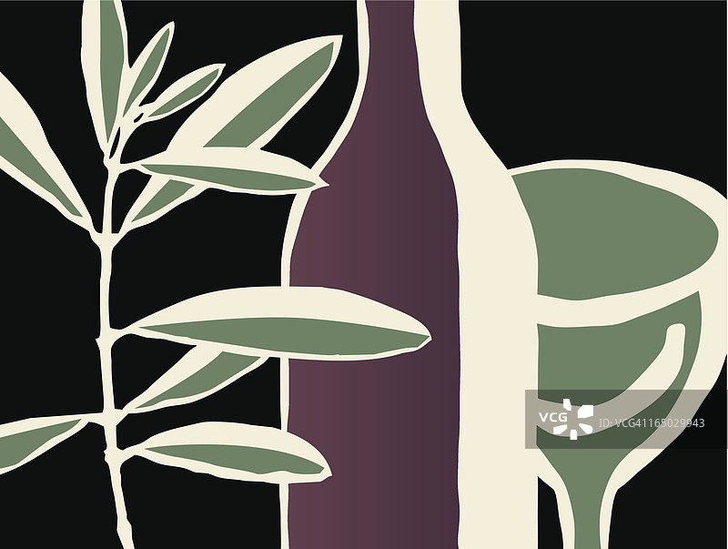 树枝与葡萄酒图片素材