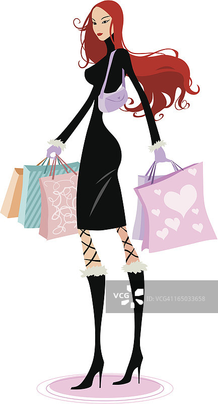 购物袋女孩图片素材