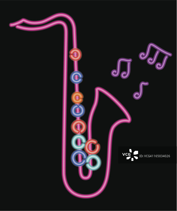 霓虹灯萨克斯管图片素材