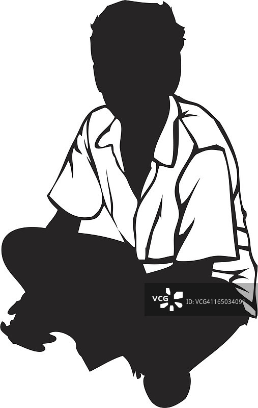坐着的男孩剪影图片素材