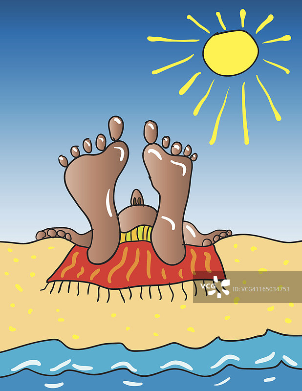 阳光下的海滩日光浴图片素材
