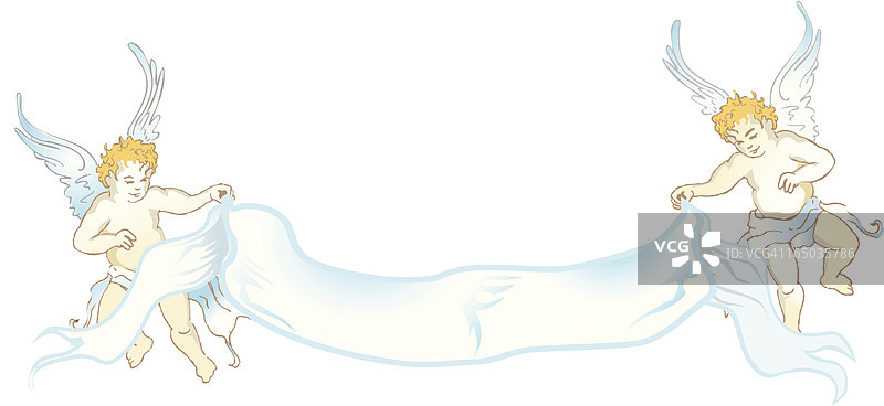 带有缎带装饰的复古小天使图片素材