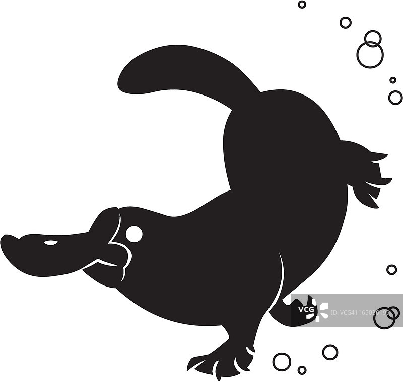 游泳的鸭嘴兽轮廓图片素材