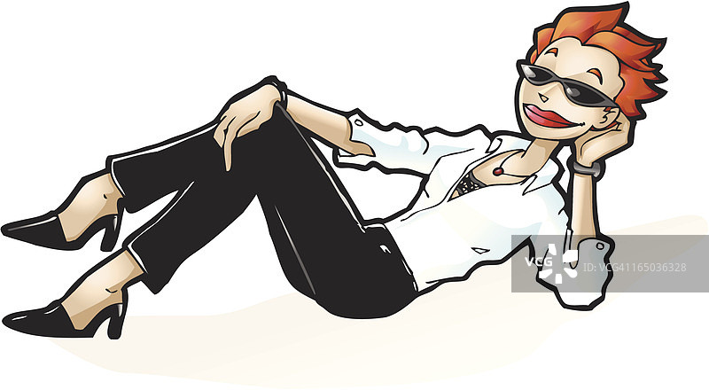 戴太阳镜的红发职业女性图片素材