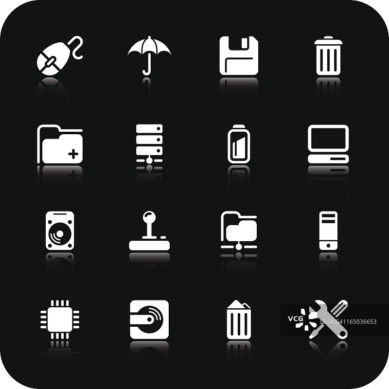 电脑和数据库图标 | 白色系图片素材