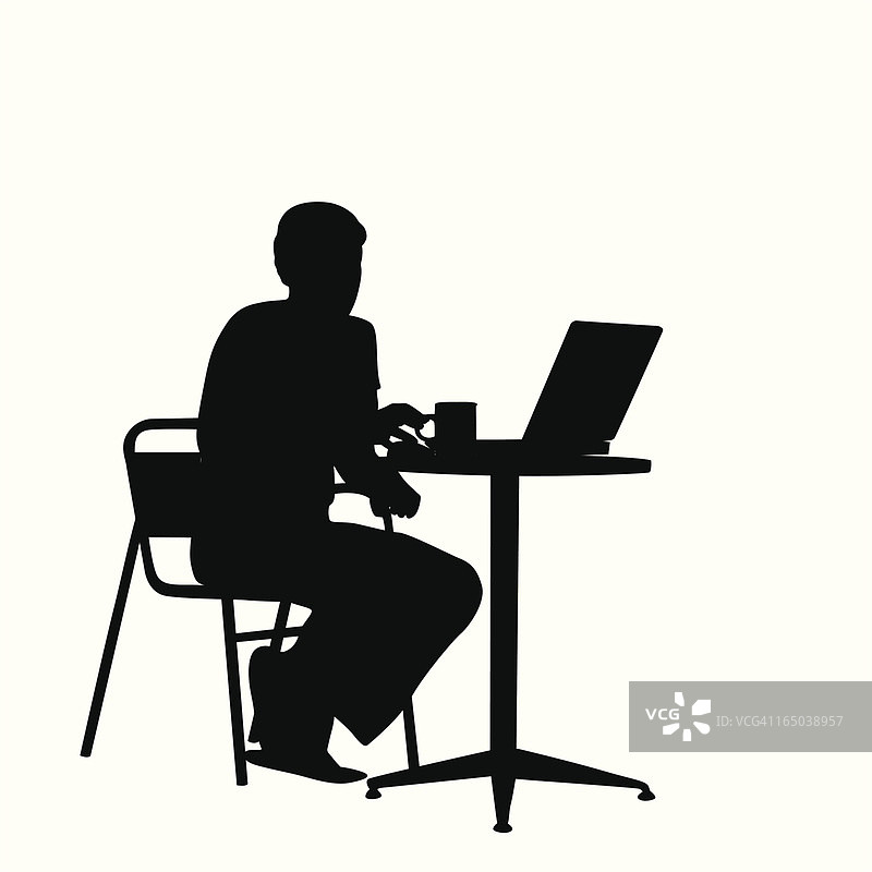 网络新闻咖啡馆矢量剪影图片素材