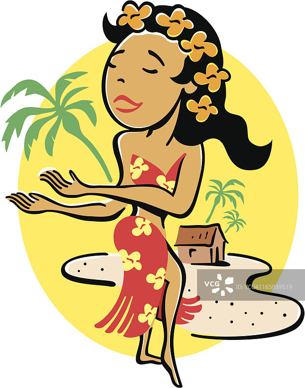 跳草裙舞的女孩图片素材