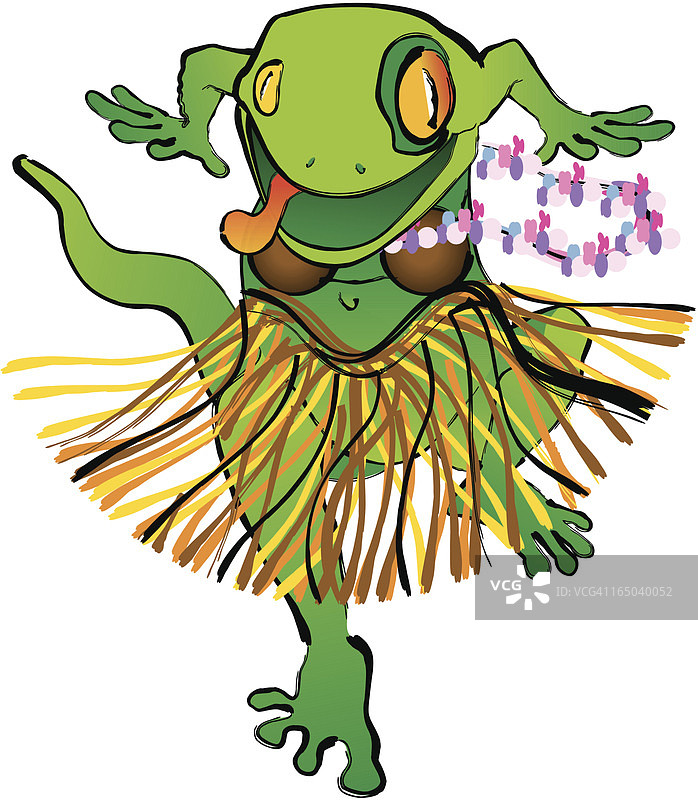 跳草裙舞的壁虎图片素材