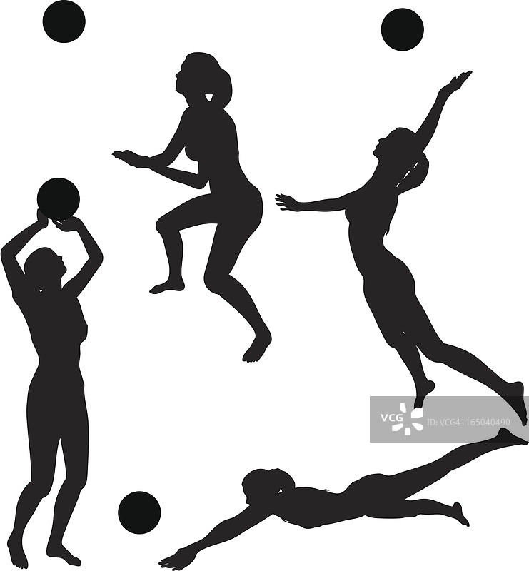 排球剪影合集（矢量+JPG）图片素材