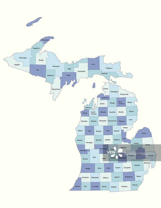 密歇根州县地图图片素材