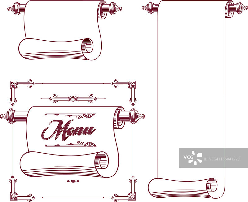 羊皮纸丝带和边角涡卷图片素材