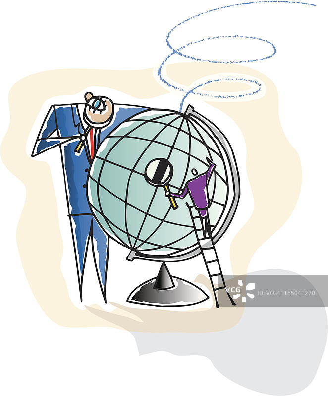 团队检查地球仪图片素材