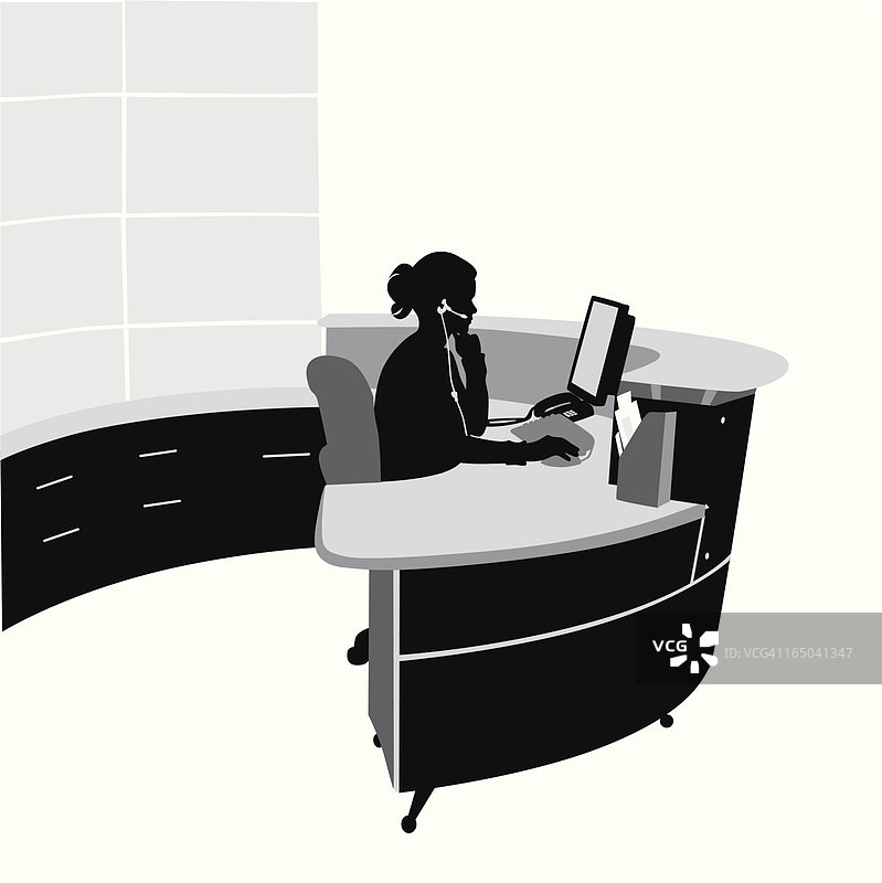 银行接待中心矢量剪影图片素材