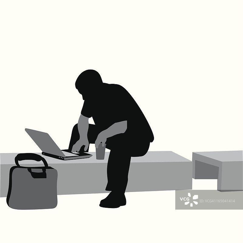 移动办公矢量剪影图片素材