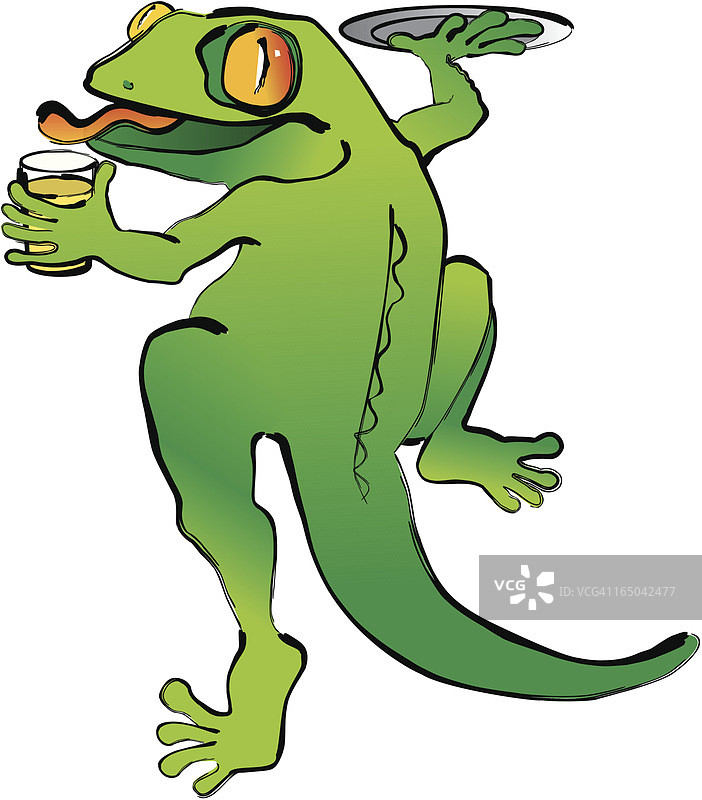 跳舞的壁虎服务员图片素材