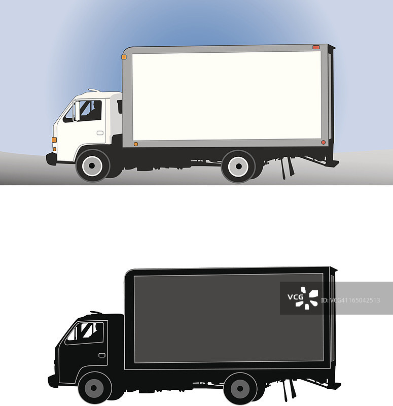 带司机的送货卡车（矢量图）图片素材