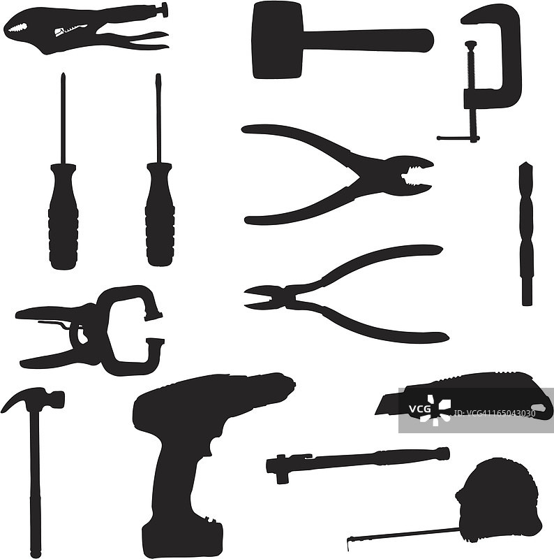 工具剪影合集（矢量+jpg）图片素材