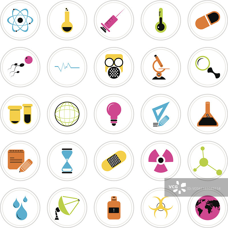 彩色图标集：科学图片素材