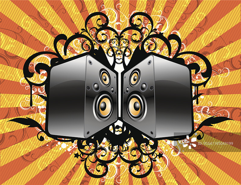 黑色钢琴烤漆音箱套装图片素材