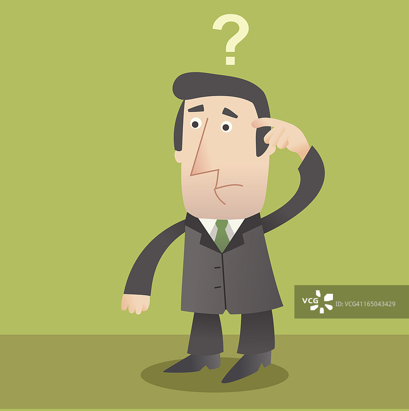 卡通动画：困惑的商人图片素材