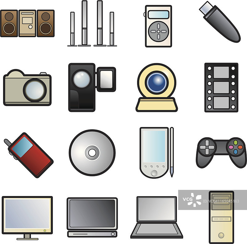 彩色多媒体图标图片素材