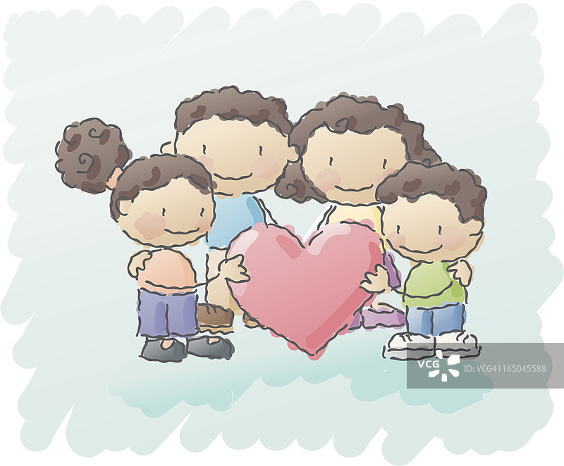 家庭爱心涂鸦图片素材