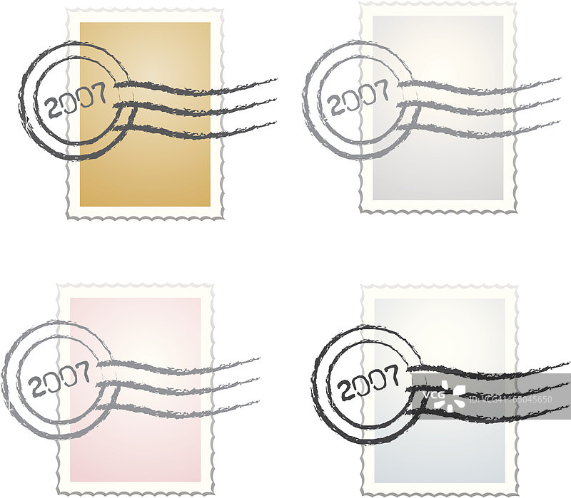 V系列印章：矢量邮资套装图片素材