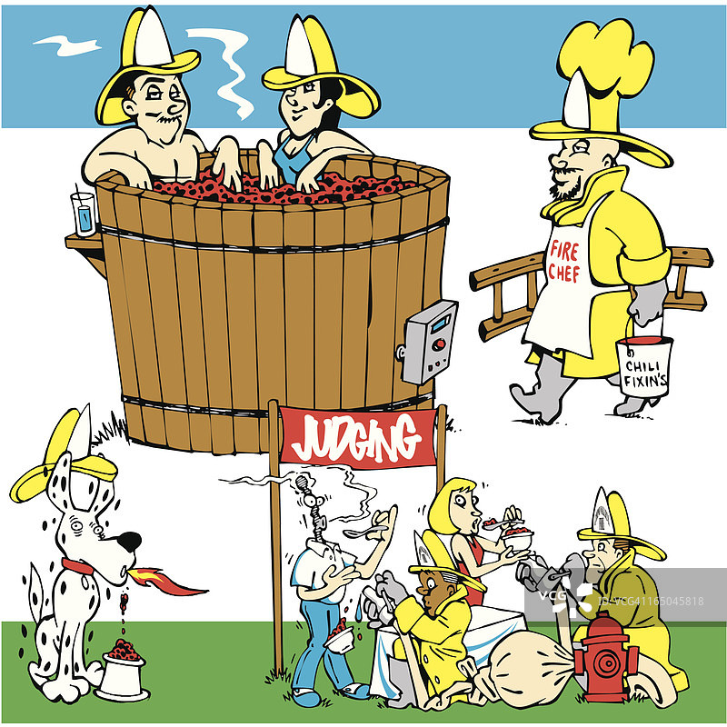 消防员辣椒烹饪比赛图片素材