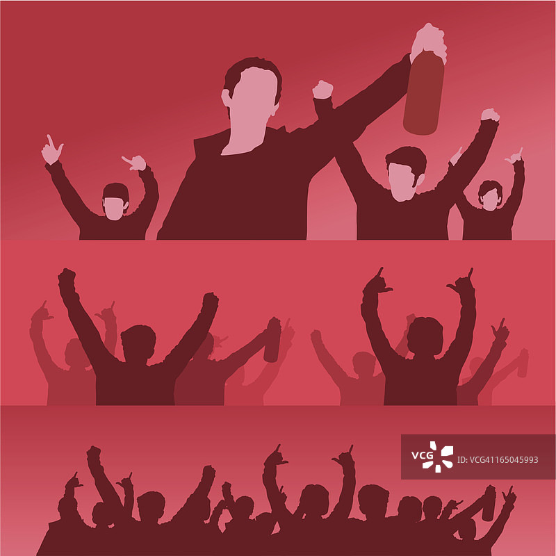 人群中的红色扇子图片素材