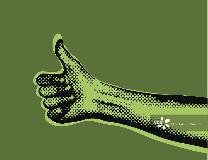 半色调竖起大拇指图片素材